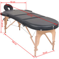 Produktbild för Hopfällbar massagebänk 4 cm tjock med 2 bolster oval svart