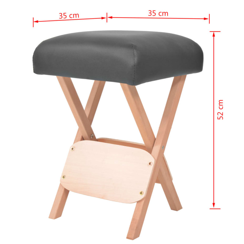 Produktbild för Hopfällbar massagepall med 12 cm tjock sits svart
