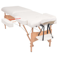 Produktbild för Hopfällbar massagebänk 2 sektioner och pall set 10 cm tjock vit