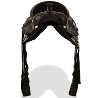 Miniatyr av produktbild för Westernsadel träns&halsband äkta läder 16" svart