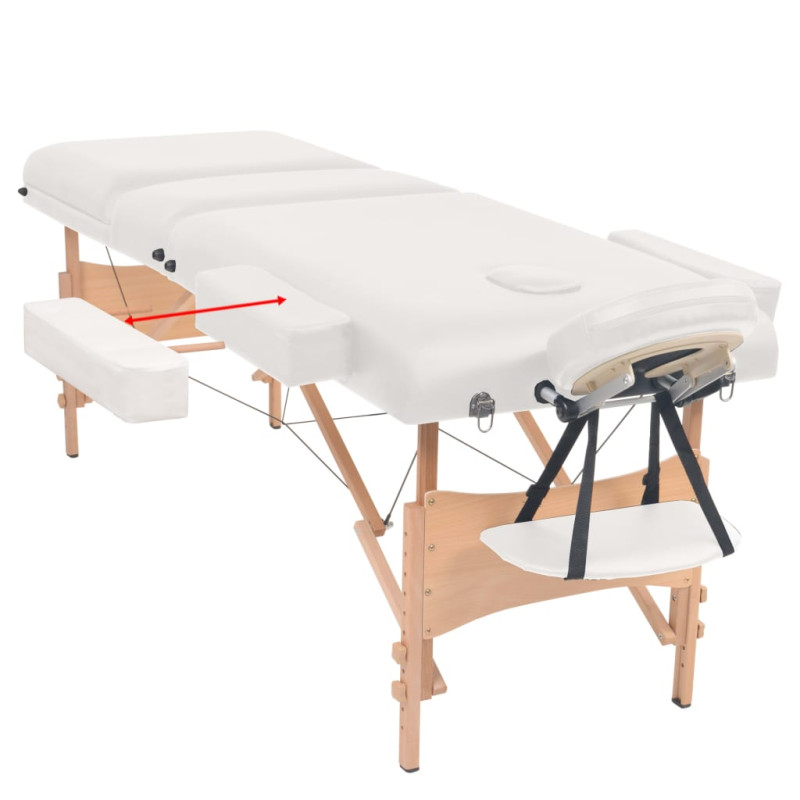 Produktbild för Hopfällbar massagebänk 3 sektioner och pall 10 cm tjock vit