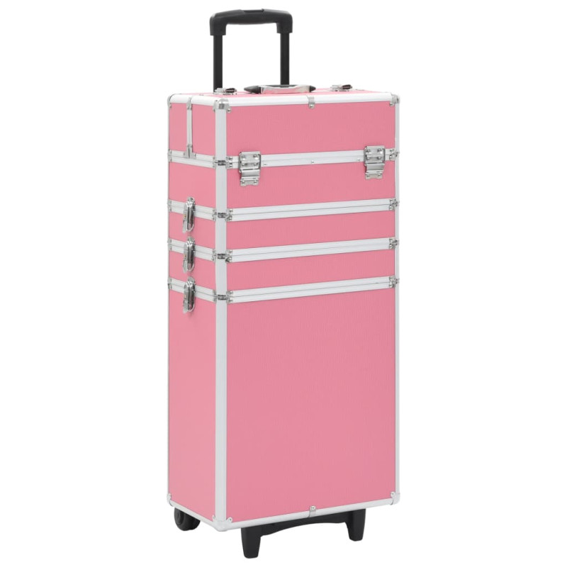 Produktbild för Sminklåda aluminium rosa