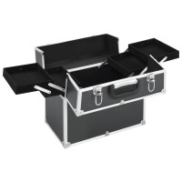 Produktbild för Sminklåda 38x23x34 cm svart aluminium