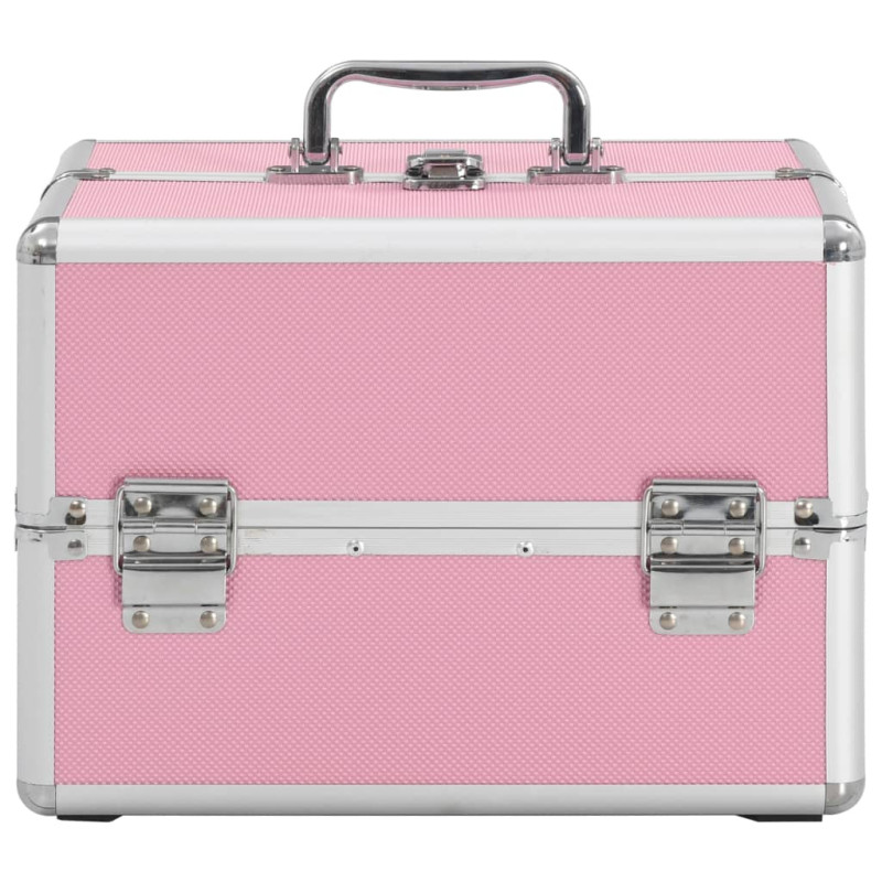 Produktbild för Sminklåda 22x30x21 cm rosa aluminium