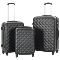 Miniatyr av produktbild för Hårda resväskor 3 st svart ABS