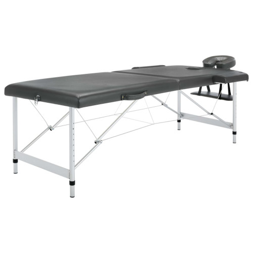 vidaXL Massagebänk med 2 zoner aluminiumram antracit 186x68 cm