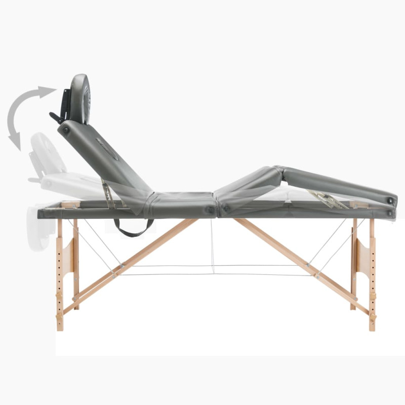 Produktbild för Massagebänk med 4 zoner träram antracit 186x68 cm
