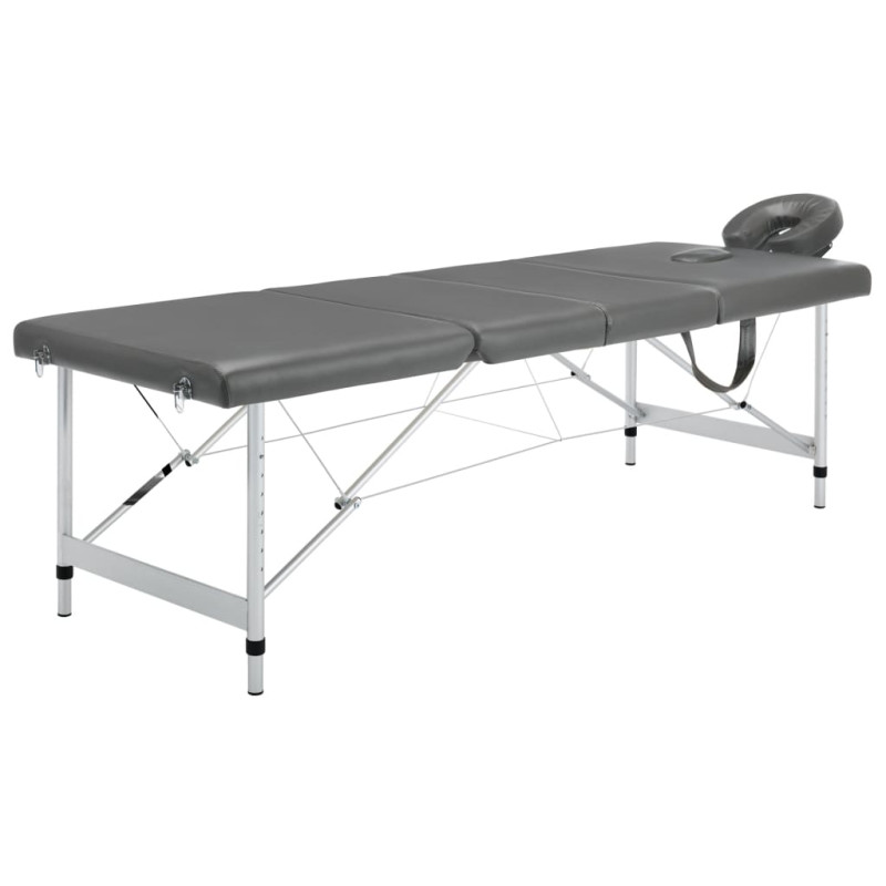 Produktbild för Massagebänk med 4 zoner aluminiumram antracit 186x68 cm