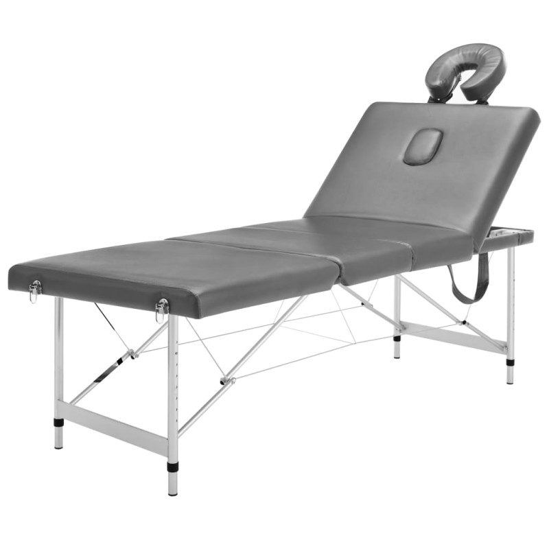 Produktbild för Massagebänk med 4 zoner aluminiumram antracit 186x68 cm