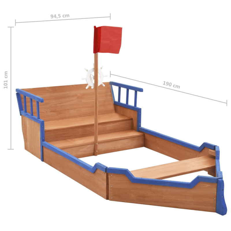Produktbild för Sandlåda piratskepp furu 190x94,5x101 cm