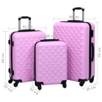 Miniatyr av produktbild för Hårda resväskor 3 st rosa ABS