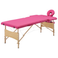 Miniatyr av produktbild för Hopfällbar massagebänk 2 sektioner trä rosa