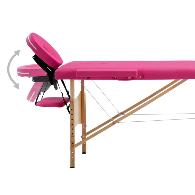 Produktbild för Hopfällbar massagebänk 2 sektioner trä rosa