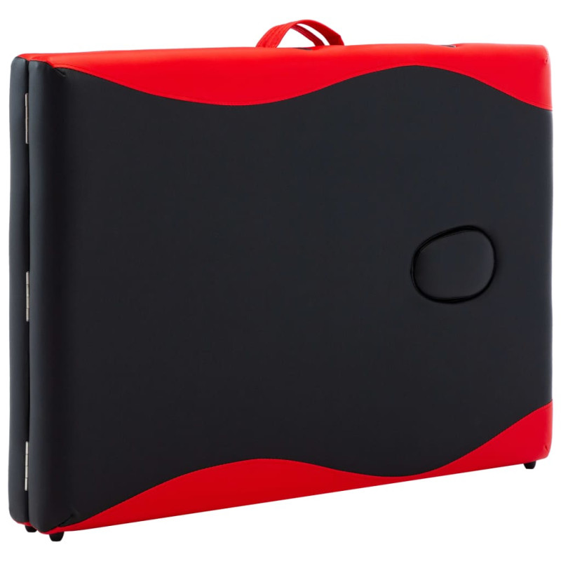 Produktbild för Hopfällbar massagebänk 2 sektioner trä svart och röd