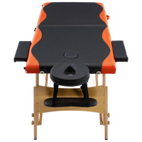 Miniatyr av produktbild för Hopfällbar massagebänk 2 sektioner trä svart och orange