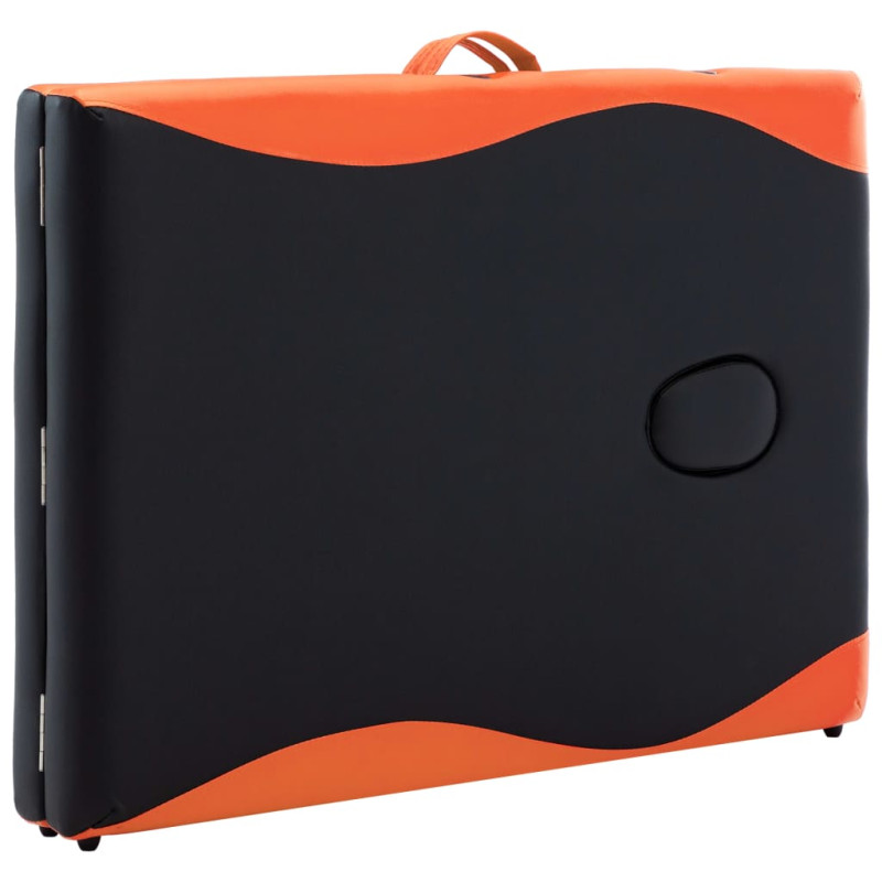Produktbild för Hopfällbar massagebänk 2 sektioner trä svart och orange