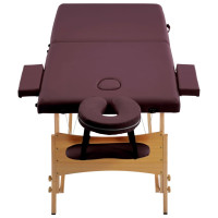 Miniatyr av produktbild för Hopfällbar massagebänk 2 sektioner trä mörklila