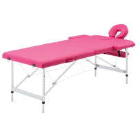 Miniatyr av produktbild för Hopfällbar massagebänk 2 sektioner aluminium rosa