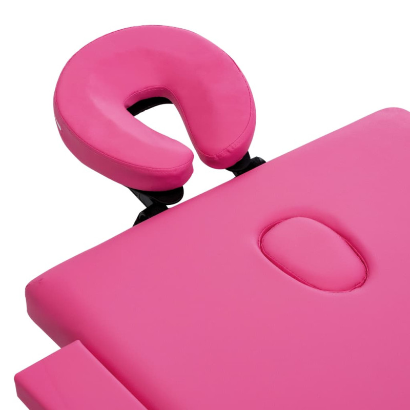 Produktbild för Hopfällbar massagebänk 2 sektioner aluminium rosa