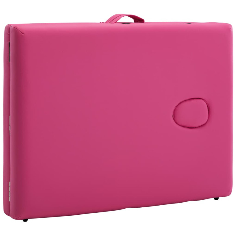Produktbild för Hopfällbar massagebänk 2 sektioner aluminium rosa