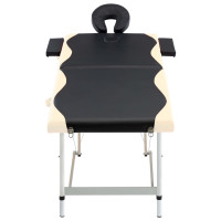 Miniatyr av produktbild för Hopfällbar massagebänk 2 sektioner aluminium svart och beige