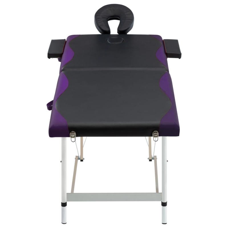 Produktbild för Hopfällbar massagebänk 2 sektioner aluminium svart och lila