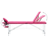 Miniatyr av produktbild för Hopfällbar massagebänk 3 sektioner aluminium rosa