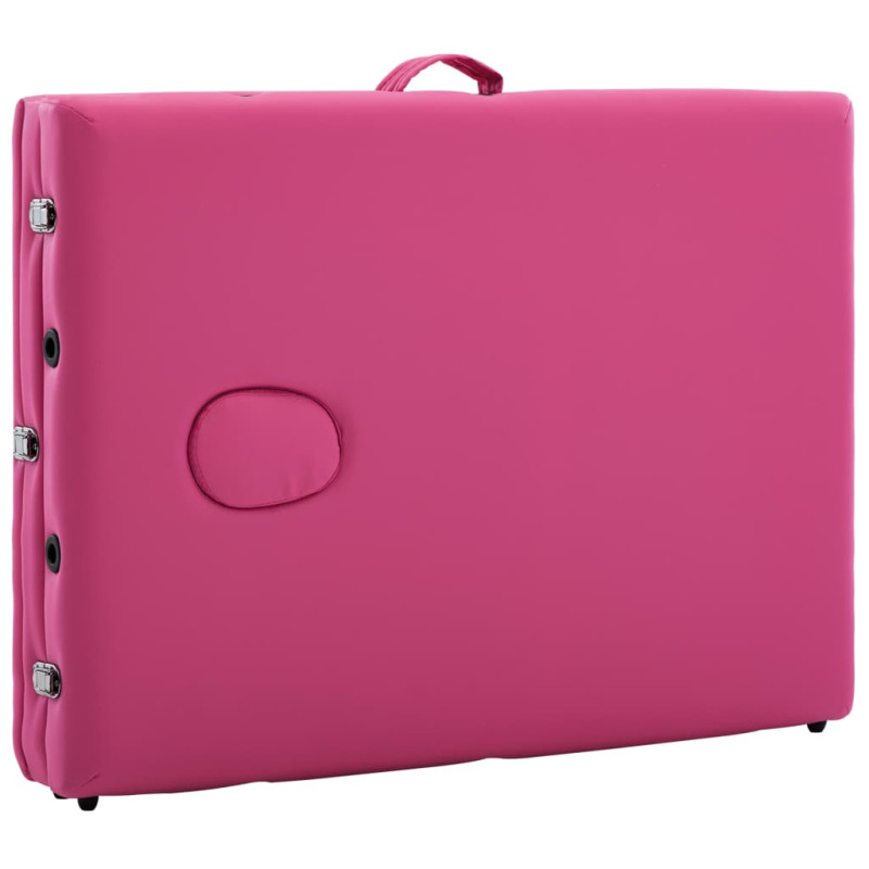Produktbild för Hopfällbar massagebänk 3 sektioner aluminium rosa
