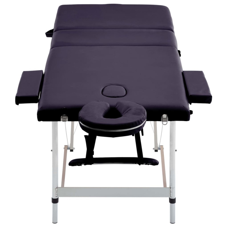 Produktbild för Hopfällbar massagebänk 3 sektioner aluminium lila