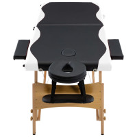 Miniatyr av produktbild för Hopfällbar massagebänk 2 sektioner trä svart och vit