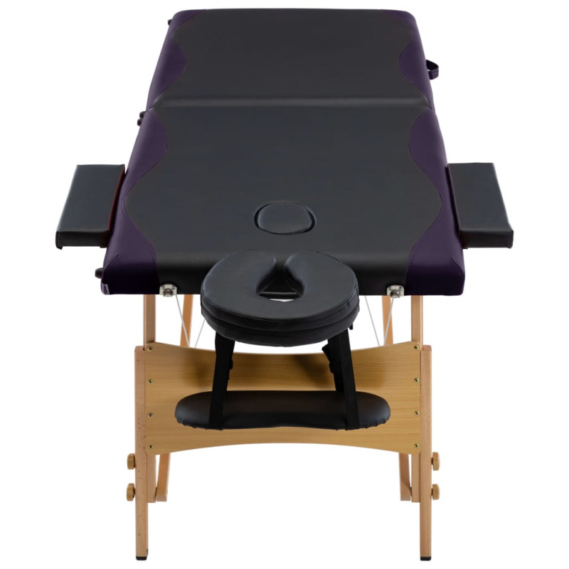 Produktbild för Hopfällbar massagebänk 2 sektioner trä svart