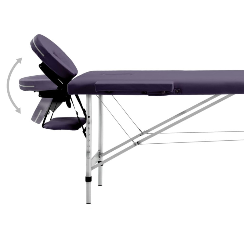 Produktbild för Hopfällbar massagebänk 2 sektioner aluminium lila