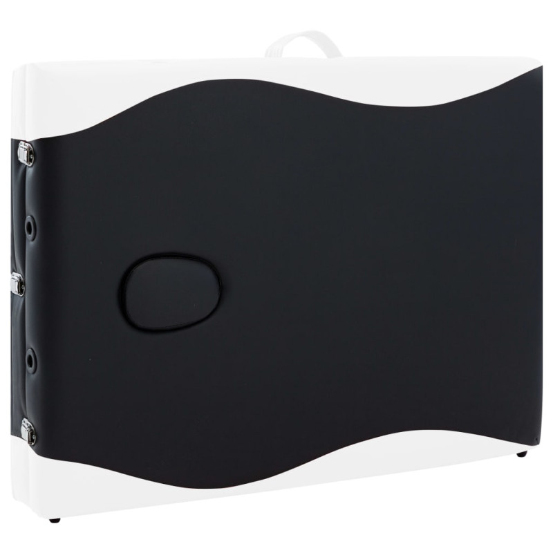 Produktbild för Hopfällbar massagebänk 3 sektioner aluminium svart och vit