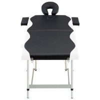 Miniatyr av produktbild för Hopfällbar massagebänk 2 sektioner aluminium svart och vit