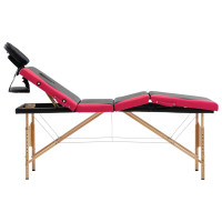 Produktbild för Hopfällbar massagebänk 4 sektioner trä svart och rosa