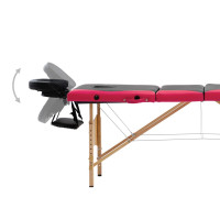 Produktbild för Hopfällbar massagebänk 4 sektioner trä svart och rosa