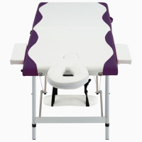 Miniatyr av produktbild för Hopfällbar massagebänk 2 sektioner aluminium vit och lila