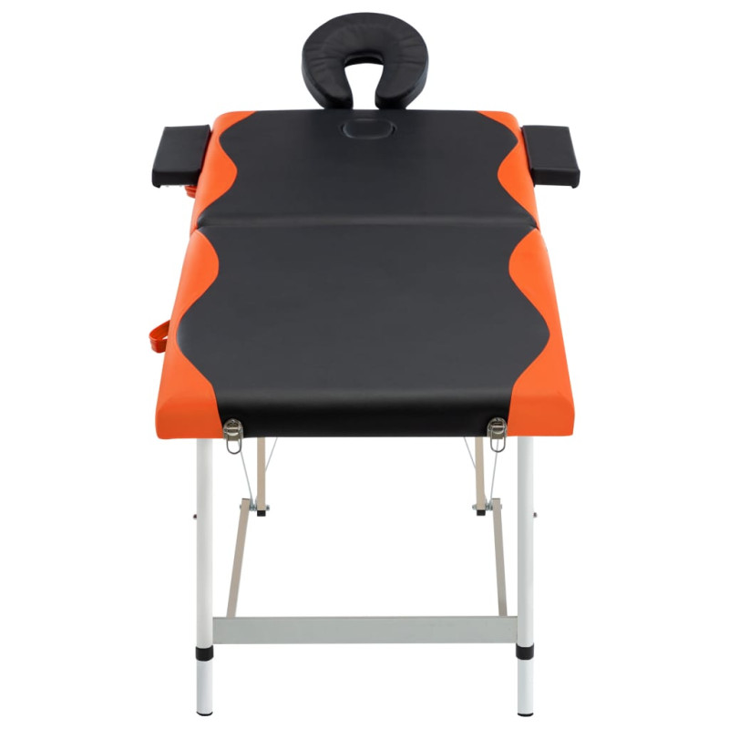 Produktbild för Hopfällbar massagebänk 2 sektioner aluminium svart och orange