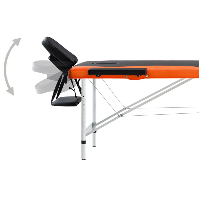 Produktbild för Hopfällbar massagebänk 2 sektioner aluminium svart och orange
