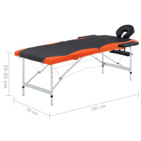 Miniatyr av produktbild för Hopfällbar massagebänk 2 sektioner aluminium svart och orange