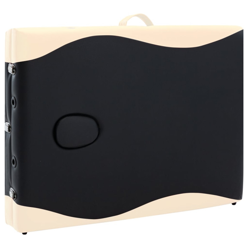 Produktbild för Hopfällbar massagebänk 3 sektioner aluminium svart och beige