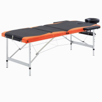 Miniatyr av produktbild för Hopfällbar massagebänk 3 sektioner aluminium svart och orange