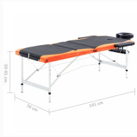 Miniatyr av produktbild för Hopfällbar massagebänk 3 sektioner aluminium svart och orange