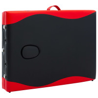 Miniatyr av produktbild för Hopfällbar massagebänk 3 sektioner aluminium svart och röd