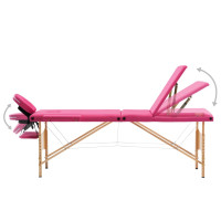 Miniatyr av produktbild för Hopfällbar massagebänk 3 sektioner trä rosa