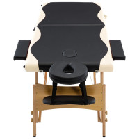Miniatyr av produktbild för Hopfällbar massagebänk 2 sektioner trä svart och beige