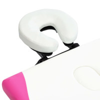 Miniatyr av produktbild för Hopfällbar massagebänk 2 sektioner aluminium vit och rosa