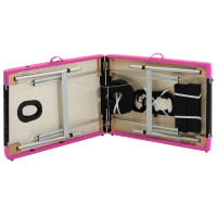 Miniatyr av produktbild för Hopfällbar massagebänk 2 sektioner aluminium svart och rosa