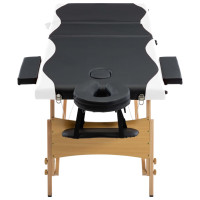 Miniatyr av produktbild för Hopfällbar massagebänk 3 sektioner trä svart och vit