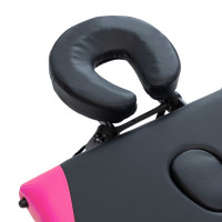 Produktbild för Hopfällbar massagebänk 3 sektioner aluminium svart och rosa